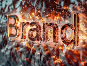 Close up image of the word Brand, in an artistic design symbolising identiy and creativity.